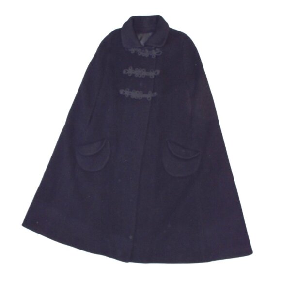 Rare Vintage Fairbrooke Wool Black Cloak Cape Coat Long Swing Style - Picture 1 of 12